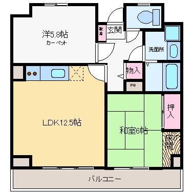 カーサロブレ(2LDK/6階)の間取り写真