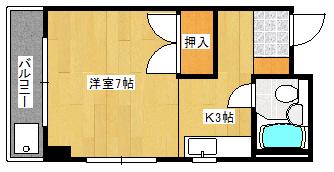高雄ビル(1K/3階)の間取り写真