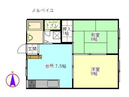 メルベイユ(2DK/1階)の間取り写真