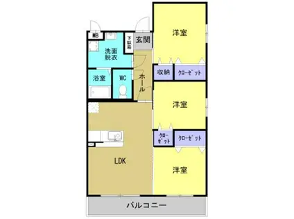 BERRYTS大在(3LDK/3階)の間取り写真