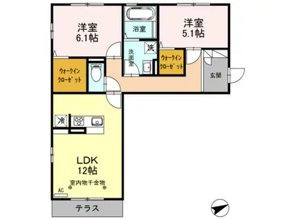 光レジデンス A棟(2LDK/2階)の間取り写真