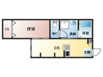 エヌエムキャトフヴァントゥレーズ ノース(1DK/3階)の間取り写真