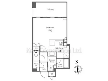 白金ザ・スカイ(ワンルーム/12階)の間取り写真