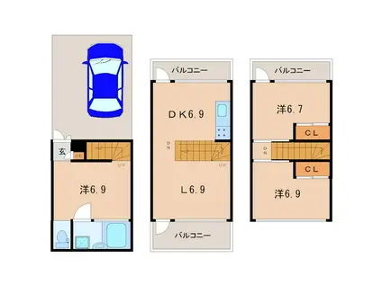 BOSCO(2SLDK/1階)の間取り写真