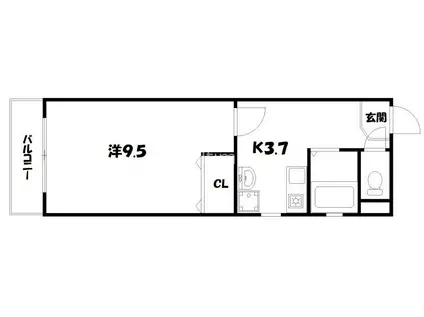 エクセル錦(1K/3階)の間取り写真