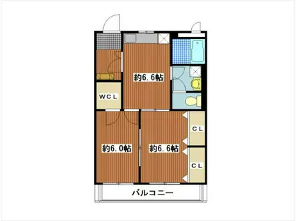 イーハトーヴ(2DK/3階)の間取り写真