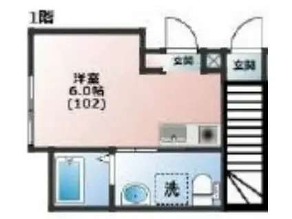 ベレガンス鷹之台IIB棟(ワンルーム/1階)の間取り写真