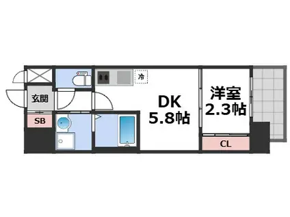 セレニテ南堀江エクラ(1DK/11階)の間取り写真