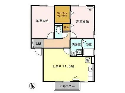 サンパティックB(2LDK/2階)の間取り写真