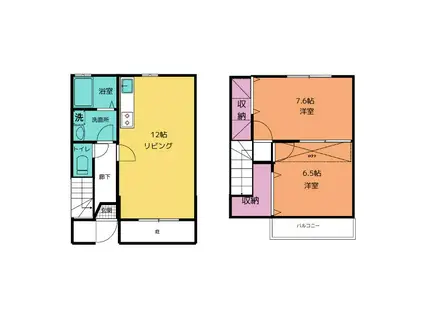 ラ・ルミエルB C(2LDK/1階)の間取り写真