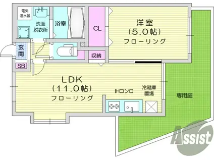 八乙女中央壱番館(1LDK/4階)の間取り写真