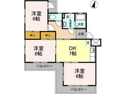 ドルフ本地(3DK/2階)の間取り写真