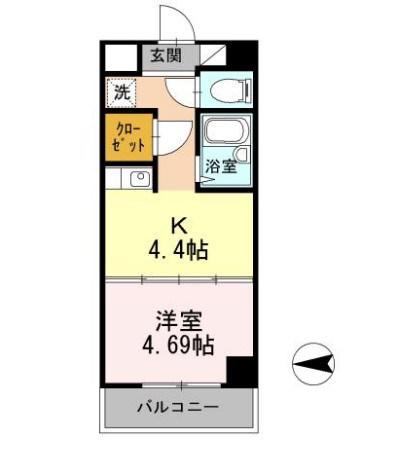 土井ハイツ北条口(1K/5階)の間取り写真