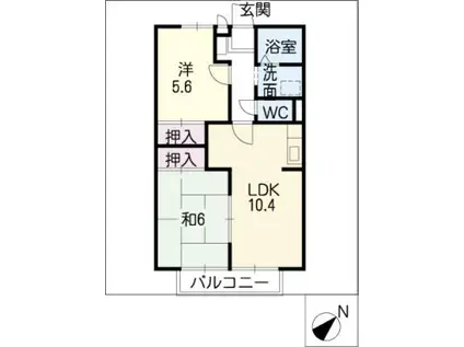 グランパス日名(2LDK/2階)の間取り写真