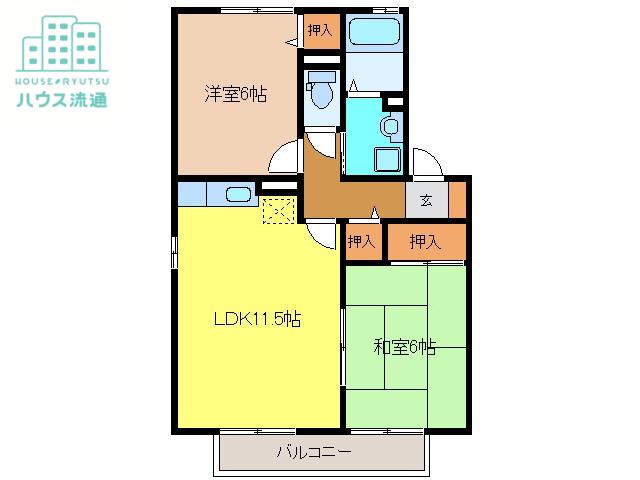 ルポ・ロジェマンC(2LDK/2階)の間取り写真