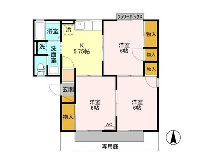 ビューグランドールA(3K/1階)の間取り写真