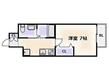 MARKS難波南(1K/9階)の間取り写真