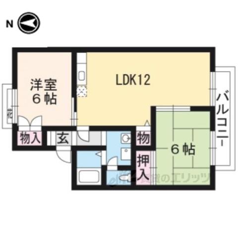 グリーンアベニューA(2LDK/1階)の間取り写真