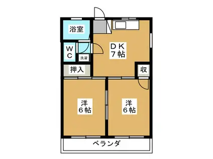 ハイツ玉和第1(2DK/3階)の間取り写真