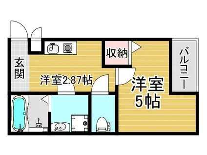 クレア伝法(1K/2階)の間取り写真