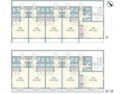 ユーカリサザンフラット(1K/2階)の間取り写真