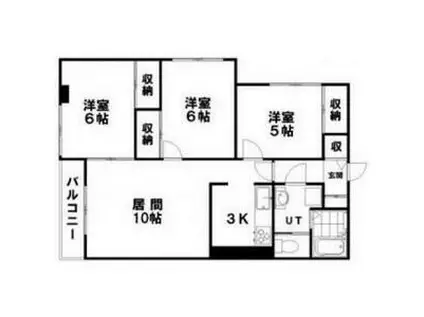 地下鉄東西線 南郷7丁目駅 徒歩3分 9階建 築34年(3LDK/8階)の間取り写真