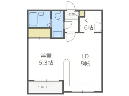 ハウスオブリザ平岸壱番館(1LDK/3階)の間取り写真