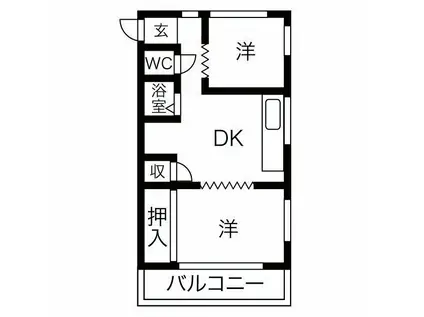 甚兵衛ハイツ(2DK/3階)の間取り写真