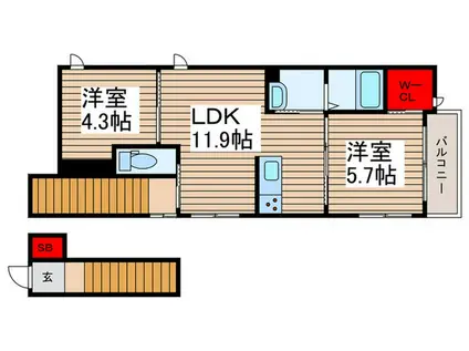 南千住5丁目シャーメゾン(2LDK/2階)の間取り写真