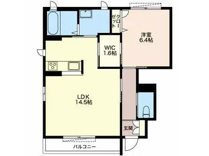 パールハウスC (1LDK/1階)の間取り写真