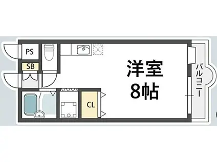 ルーラル北野(ワンルーム/3階)の間取り写真