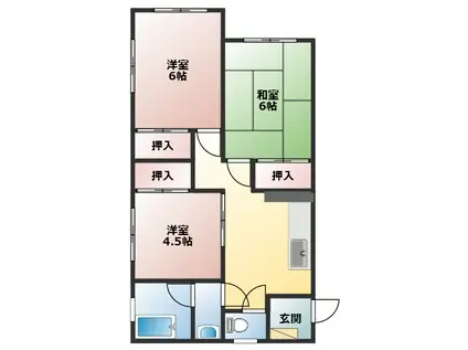 熊本ビル(3DK/1階)の間取り写真