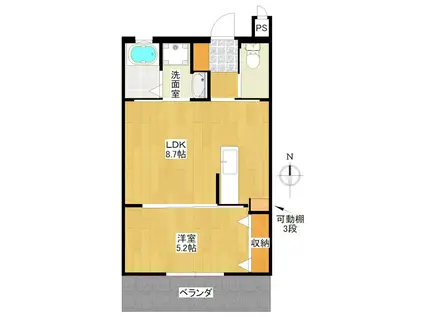 グリーンヒルカラテラス(1LDK/3階)の間取り写真