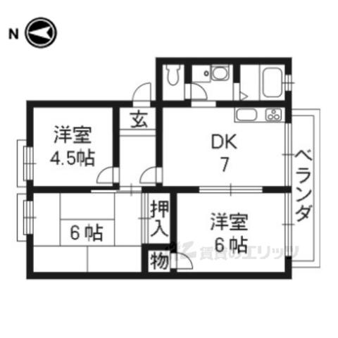 嵯峨野グリーンパレス(3DK/2階)の間取り写真