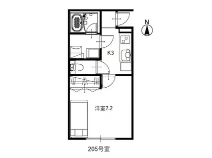 プティ・グラン明道(1K/2階)の間取り写真