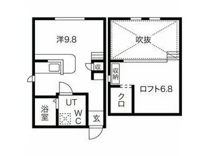 プリマ中村公園壱番館(ワンルーム/2階)の間取り写真
