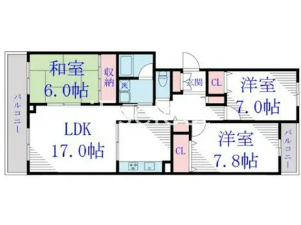 エルテナおゆみ野I(3LDK/4階)の間取り写真