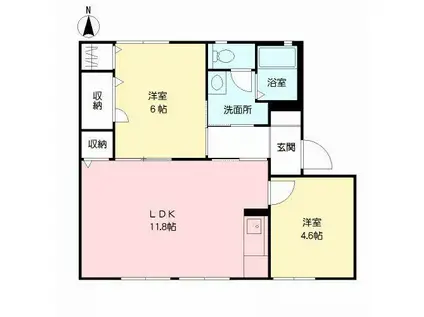 ラフォーレ雅 (2LDK/1階)の間取り写真