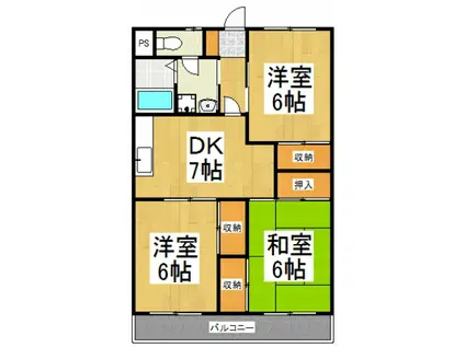 レジデンシア東村山(3DK/3階)の間取り写真
