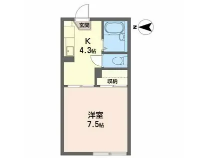 レジデンスI(1K/2階)の間取り写真