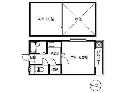 ベルハウス(1K/2階)の間取り写真