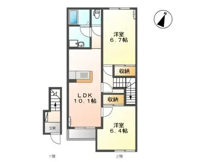 マリンテラスF(2LDK/2階)の間取り写真