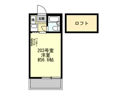 鎌谷町パレスI(1K/2階)の間取り写真