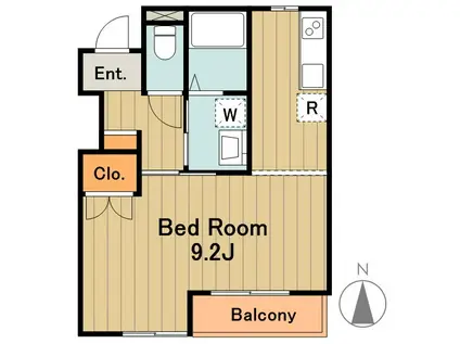 スカイヒルズアキ(1K/1階)の間取り写真