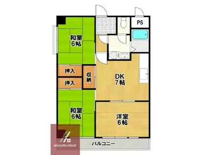 シャトー黒田(3DK/7階)の間取り写真