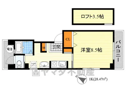 NOAH南(1K/3階)の間取り写真