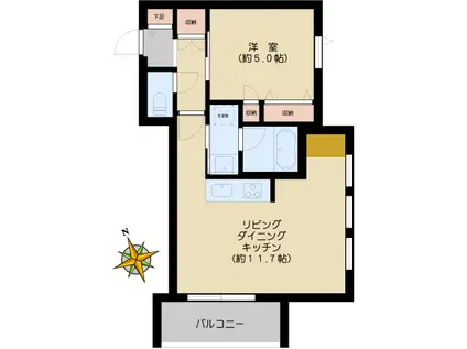 アーク千駄木(1LDK/3階)の間取り写真