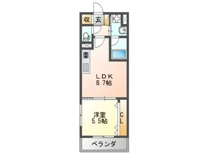 セイワコート羽曳野(1LDK/1階)の間取り写真