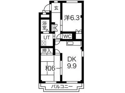 フォレストサイドK-I(2DK/1階)の間取り写真
