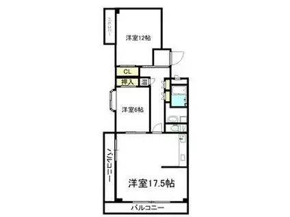 荘苑南田代(2LDK/6階)の間取り写真